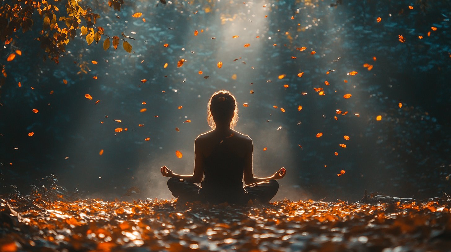 Una persona seduta da sola nella natura, riflettendo e trovando accettazione.