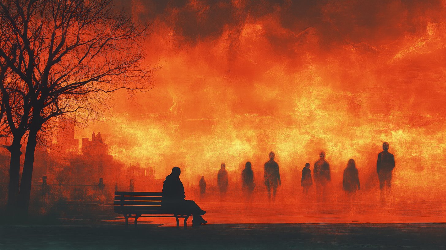 Eine Illustration von Isolation und Einsamkeit auf einer Parkbank.