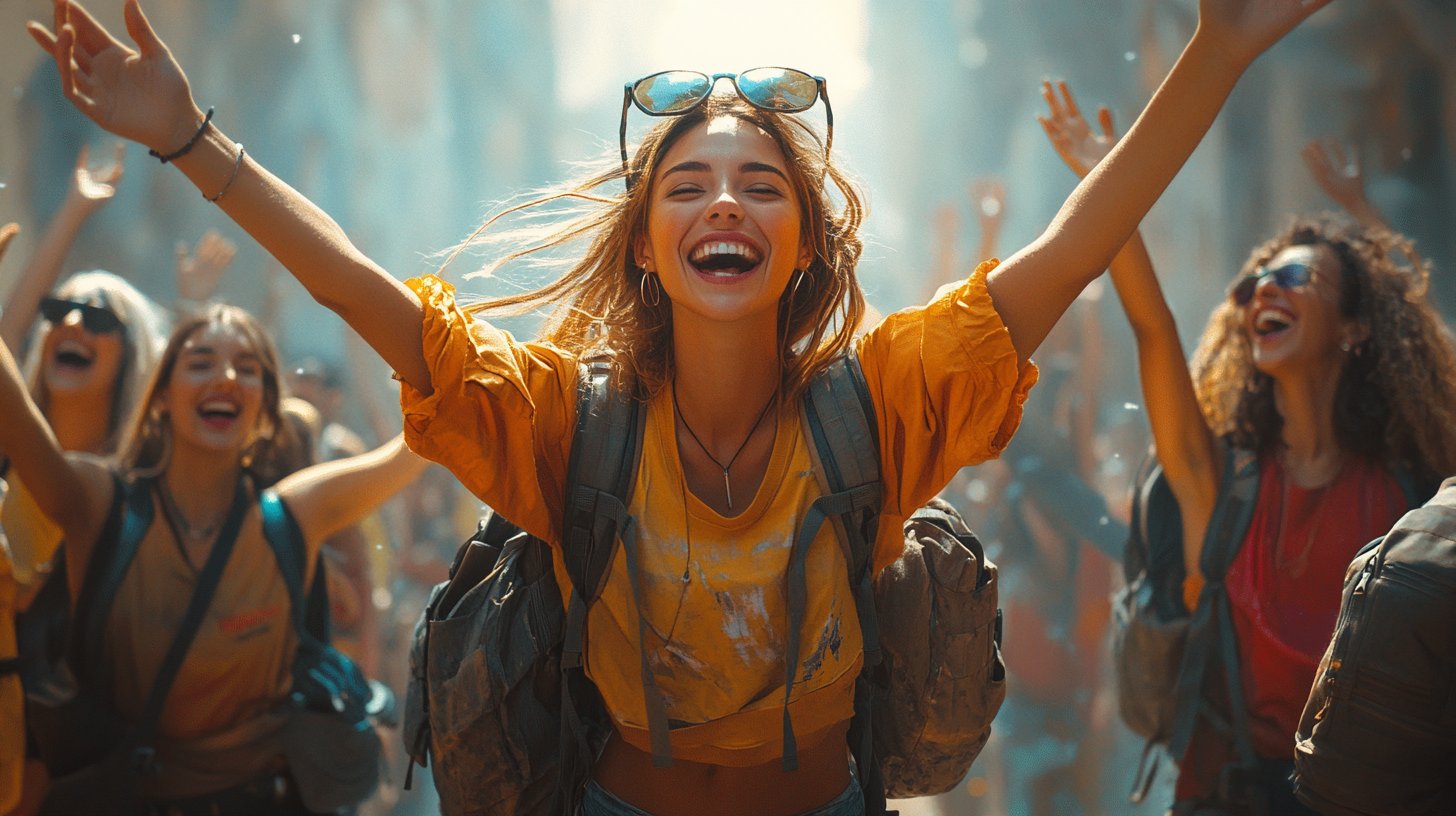 Un gruppo felice di amici che trascorre una giornata di sole nel parco.