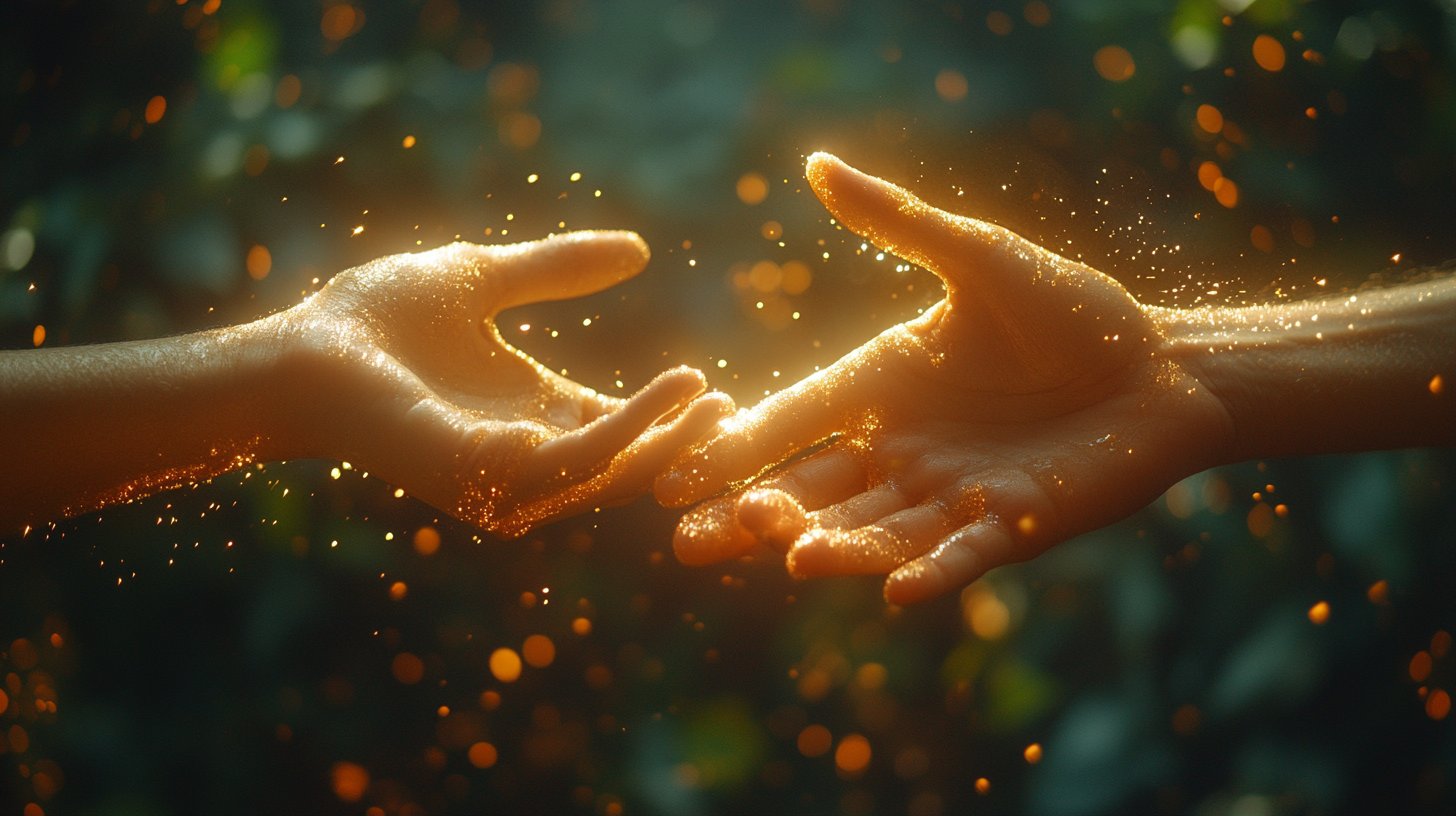 Zwei Hände erreichen sich, verkörpern Kommunikation und Verbindung.