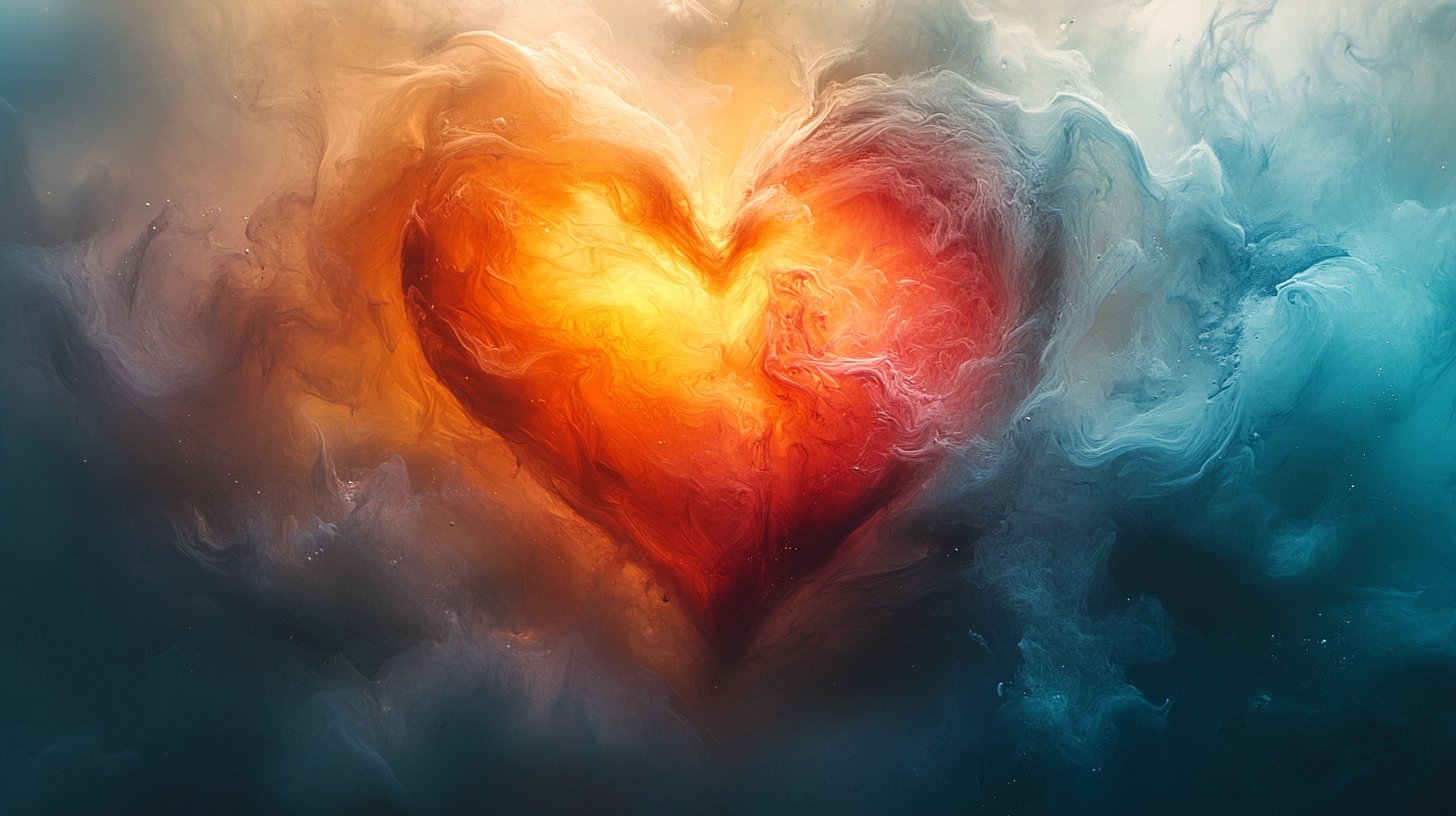 Ein abstraktes Herz aus sanften Farben, das Liebe darstellt.