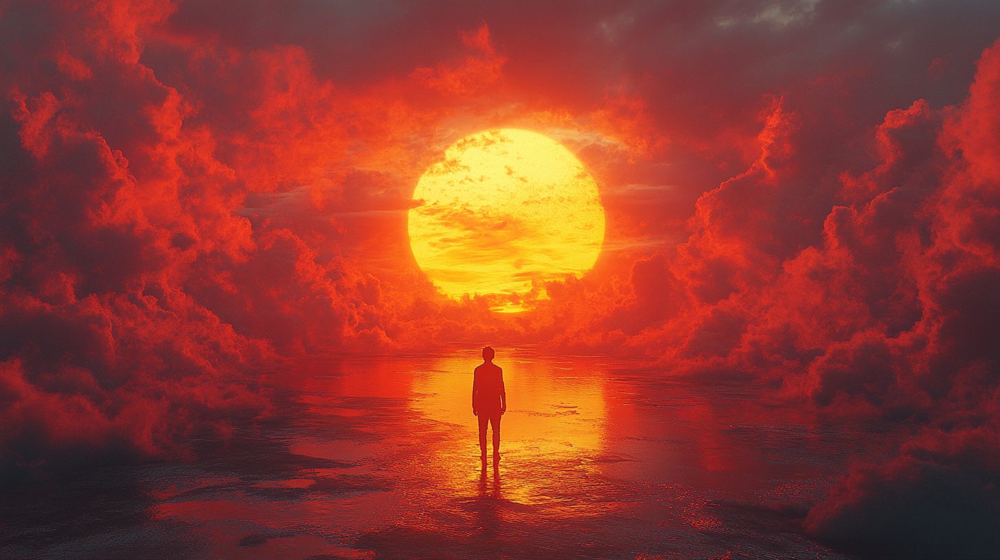 Una persona guarda con speranza l'alba all'orizzonte.