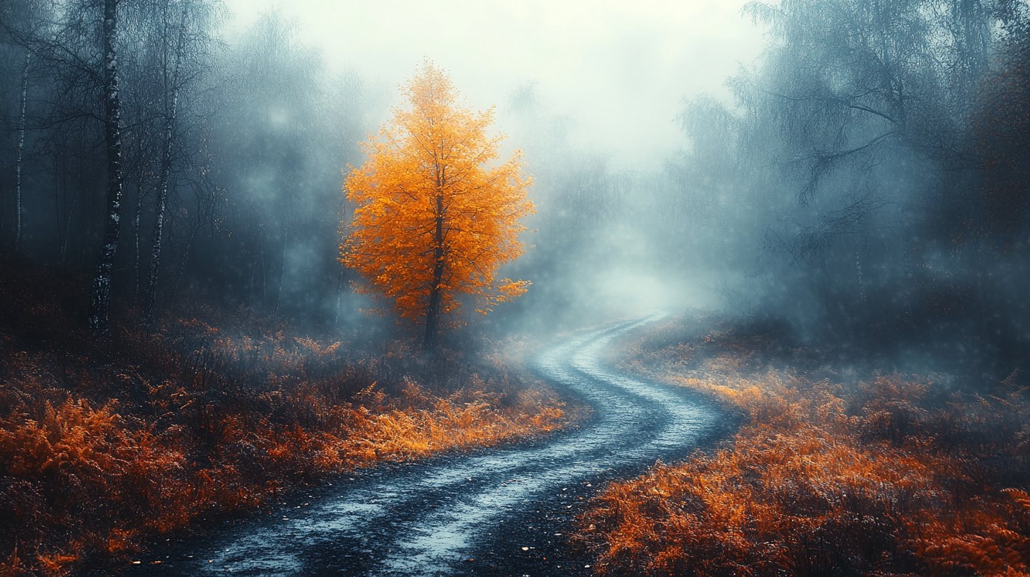 Ein abstraktes Bild, das Unsicherheit mit verschwommenen Wegen im Nebel symbolisiert.