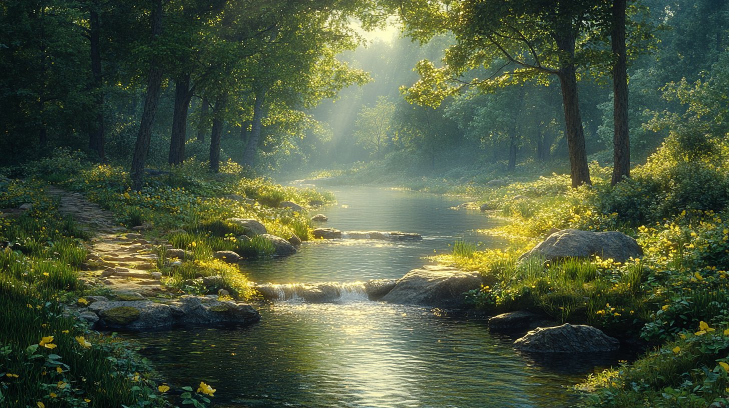 Una imagen vibrante de crecimiento con flores en flor.