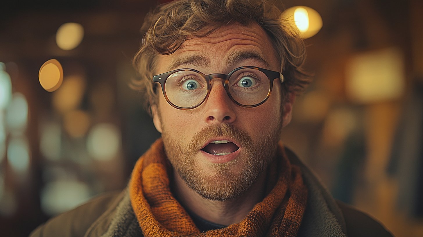 Un homme surpris et ravi en recevant un compliment.