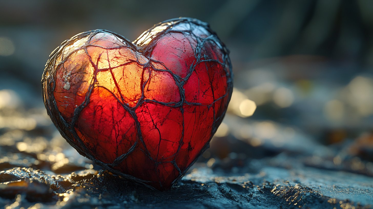 Un cuore spezzato, fasciato e in fase di guarigione.