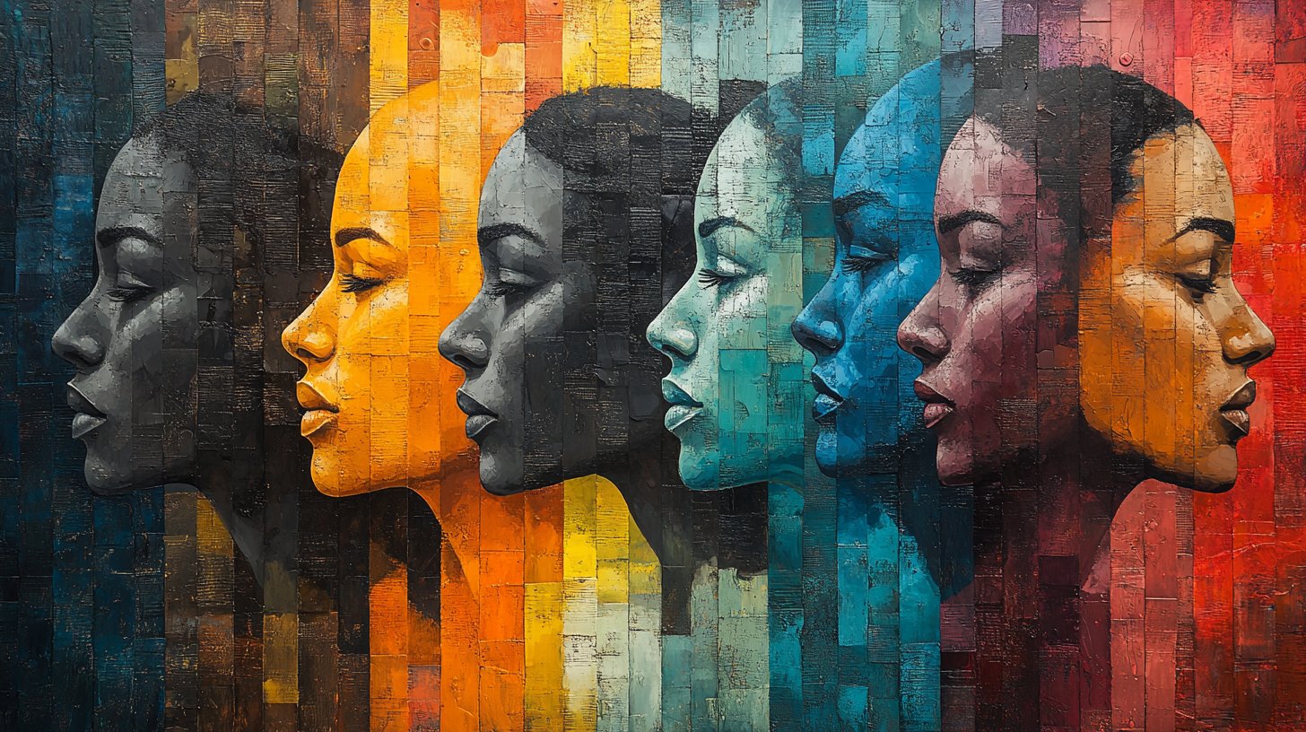 Diverse people communicate in harmony with gestures and colors.