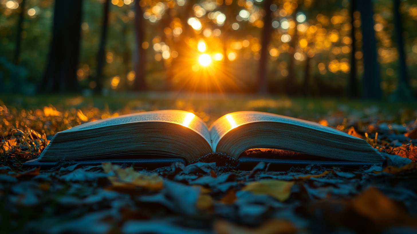 An open book beneath a clear sky symbolizes honesty.
