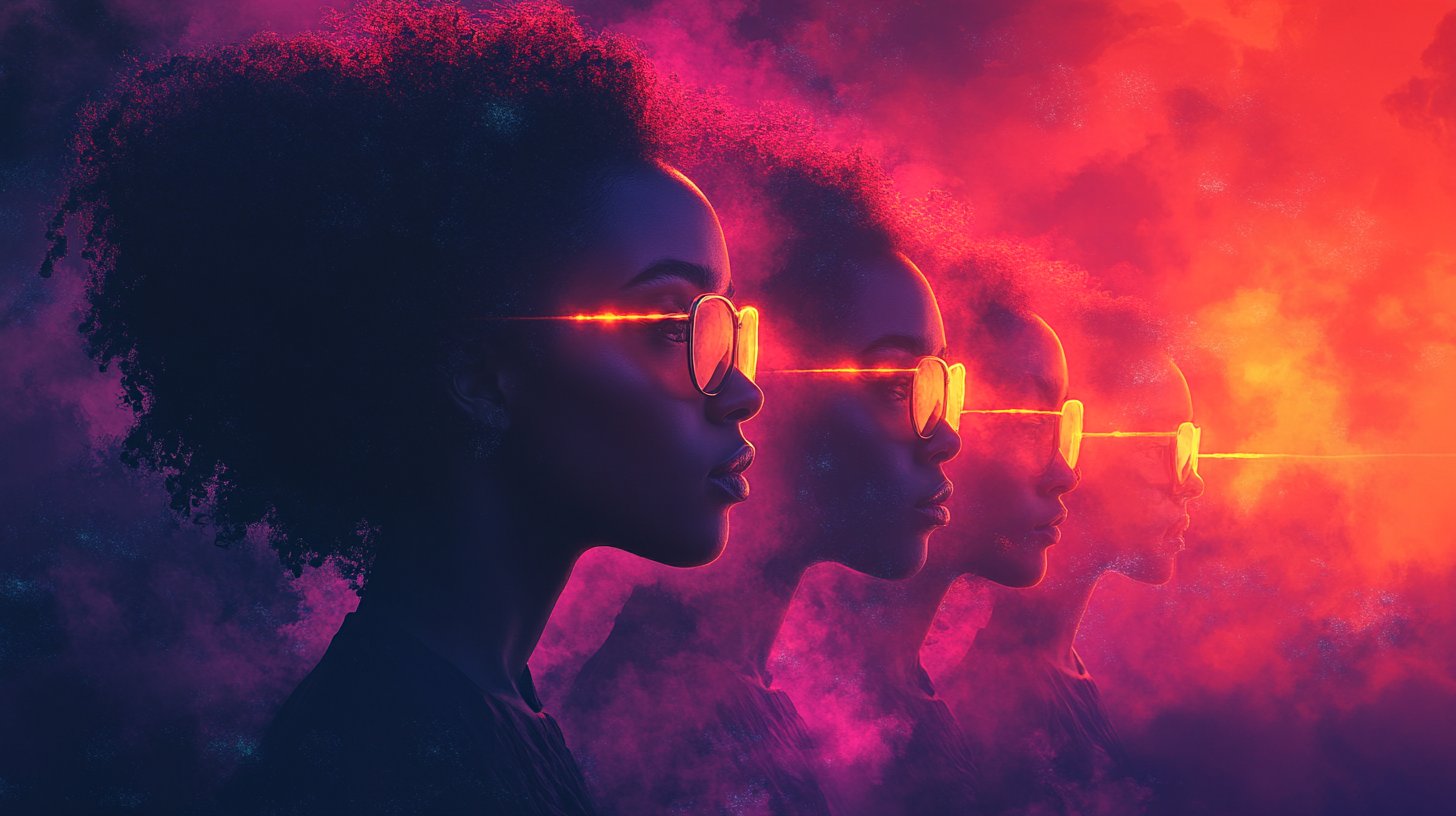 Des individus divers définissent leurs limites avec des lignes lumineuses.