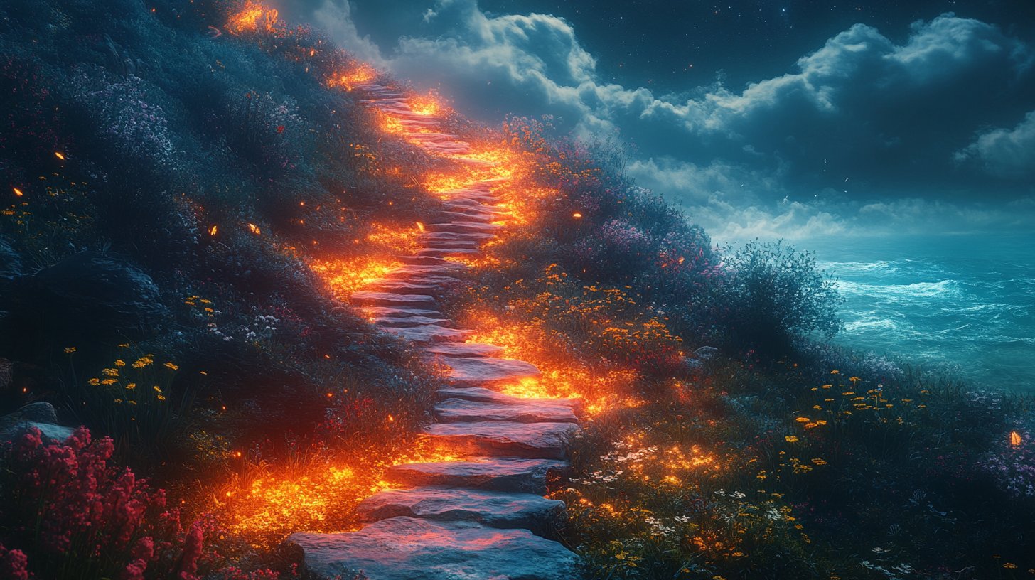 Eine geteilt Szene zeigt zwei Wege: einer in die Stadt, einer aufs Land.