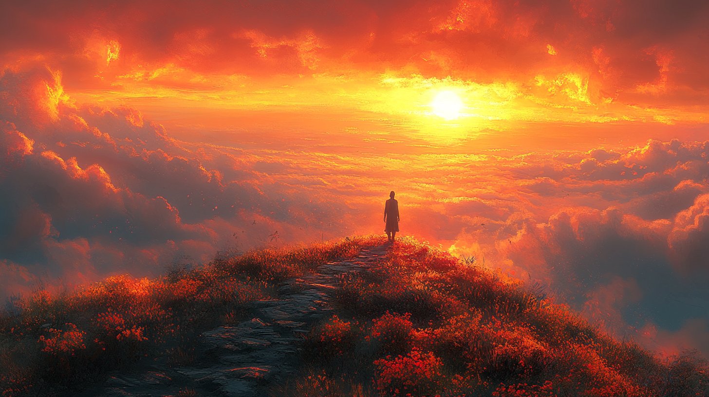 Una figura solitaria su una collina rappresenta la libertà.