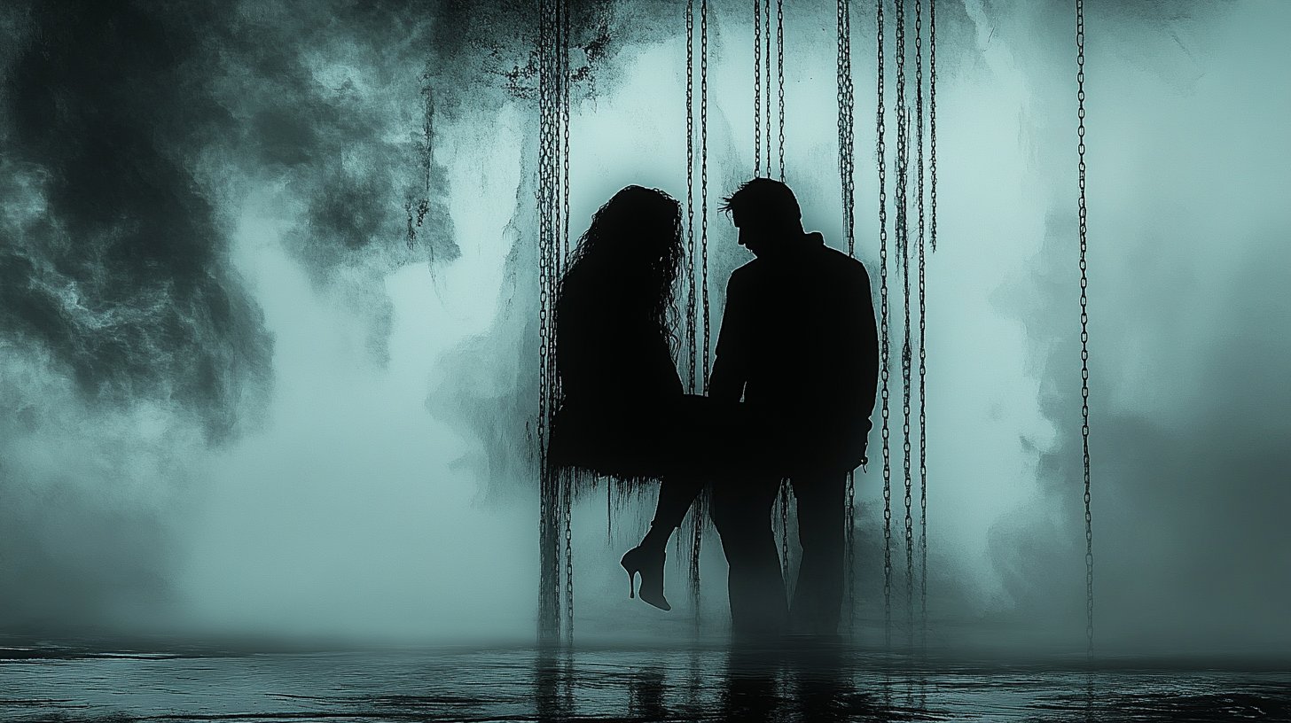 Ein eindringliches Bild emotionaler Manipulation, das Kontrolle und Einfluss darstellt.