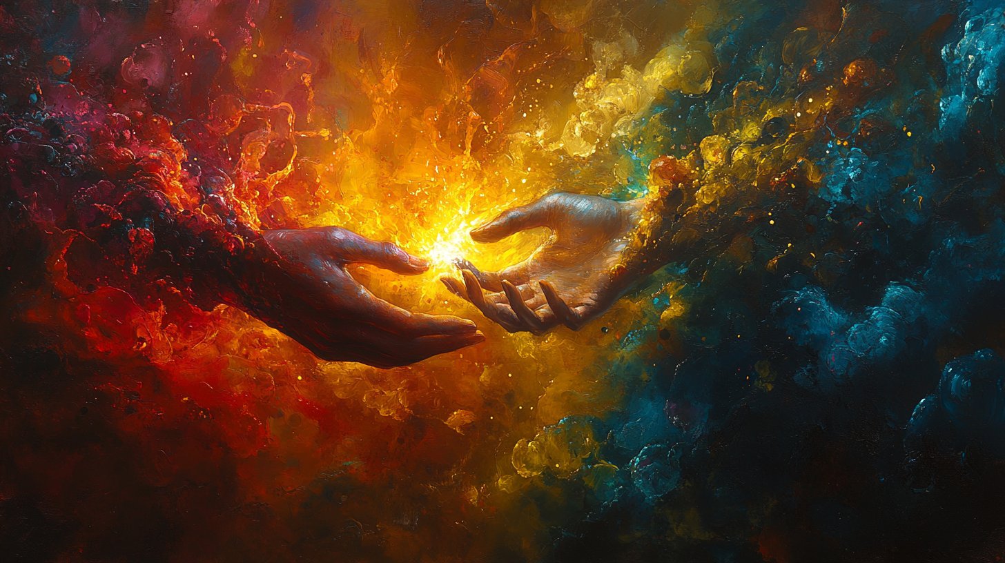 Un par de manos entrelazadas iluminadas por luz suave, capturando la chispa de la atracción.