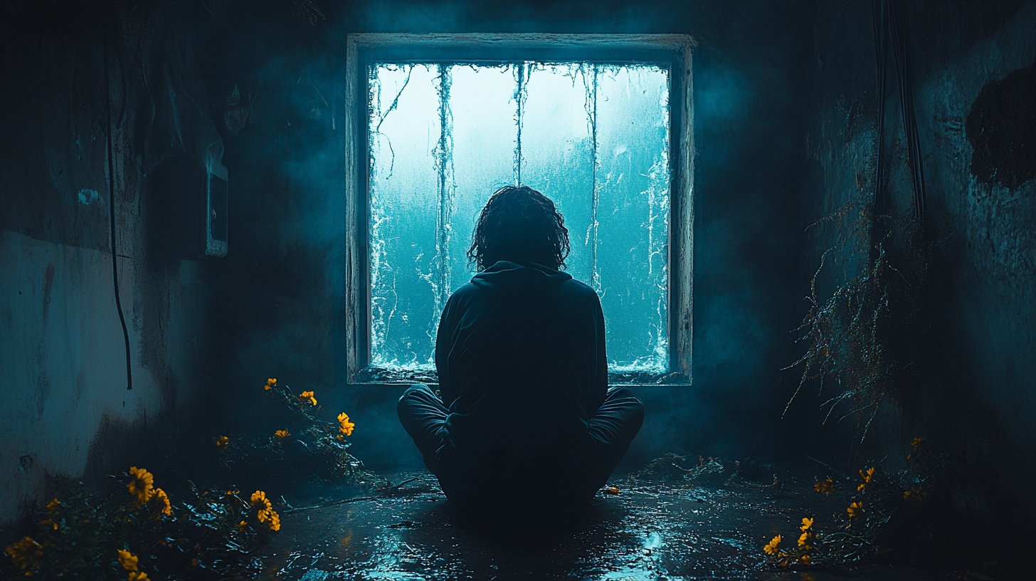 Una figura solitaria che guarda con nostalgia dalla finestra.