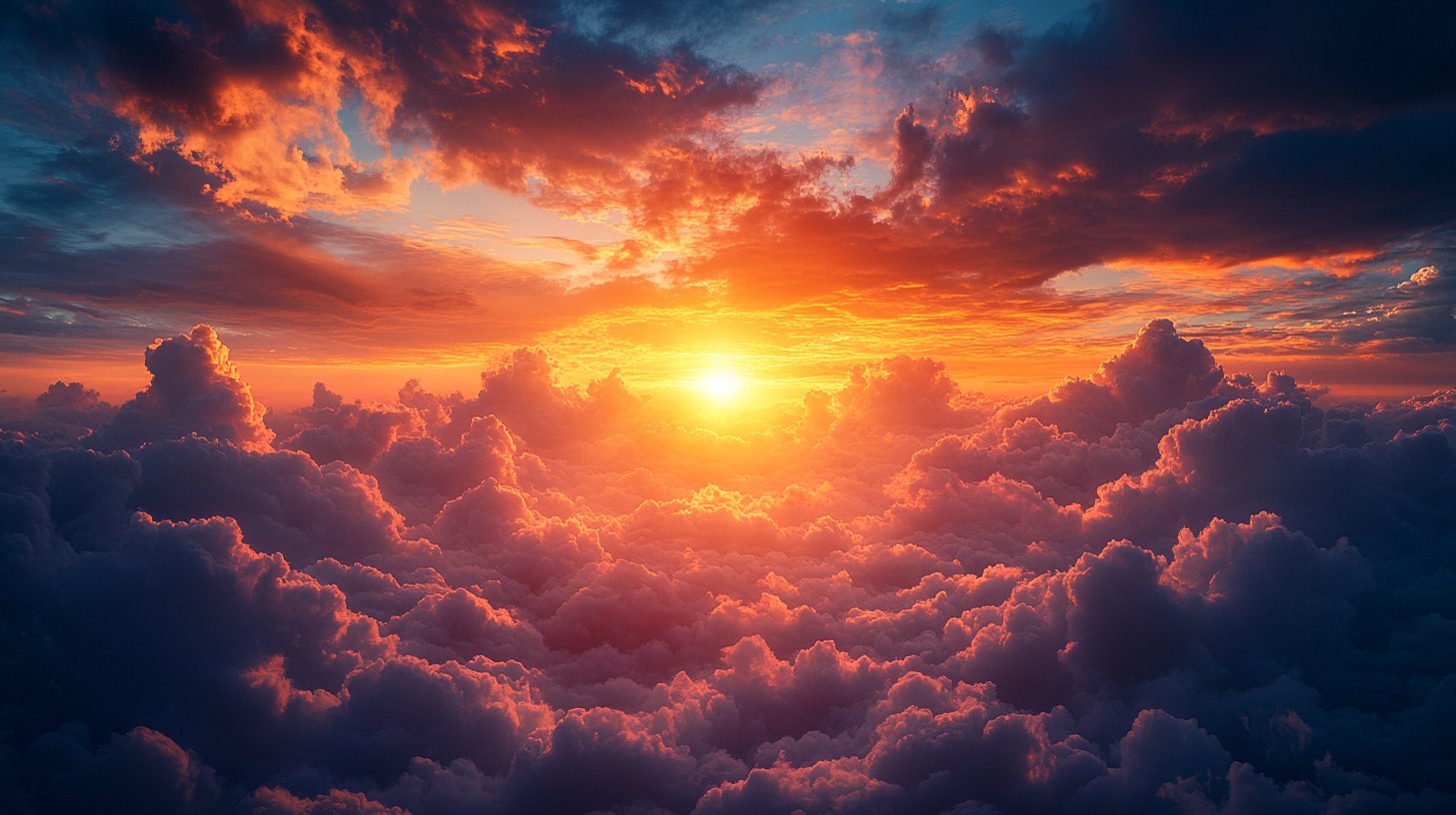 Un brillante sorgere del sole che rompe le nuvole scure.