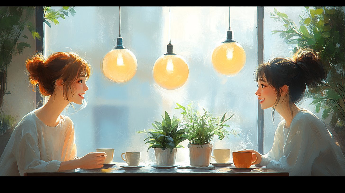 Herzliche Gespräche am Tisch mit Freunden.