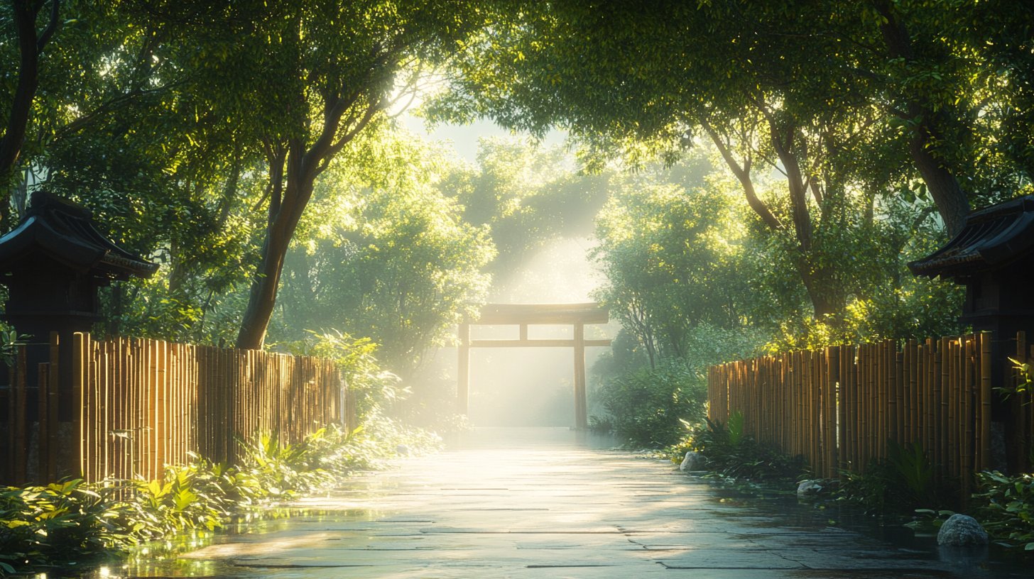 Des individus définissent leur espace personnel avec des clôtures en bambou dans un cadre paisible.