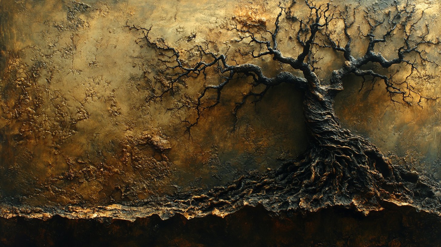 Verwirrte Wurzeln, die die Komplexität der Bindungsangst darstellen.