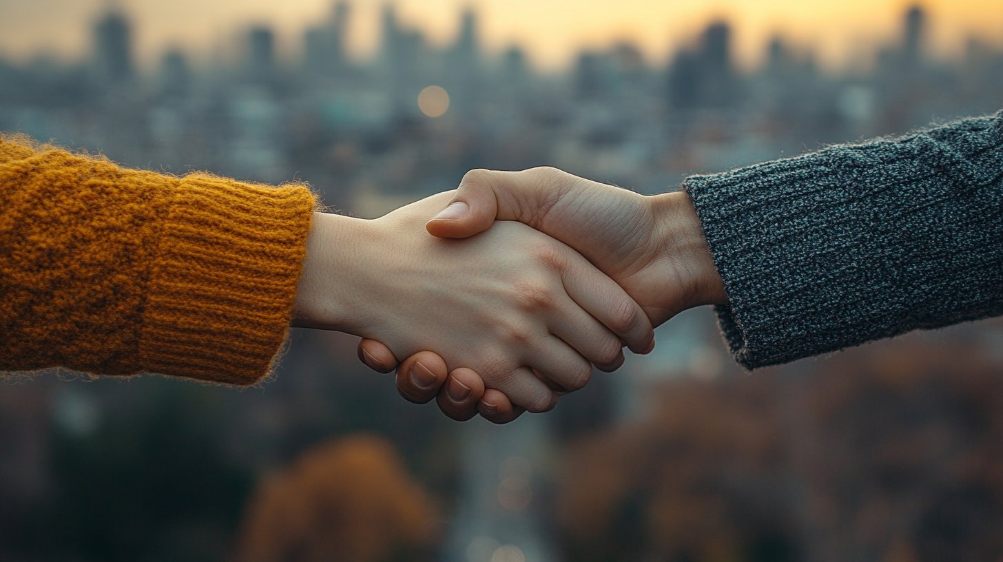 Primer plano de dos manos unidas con firmeza.