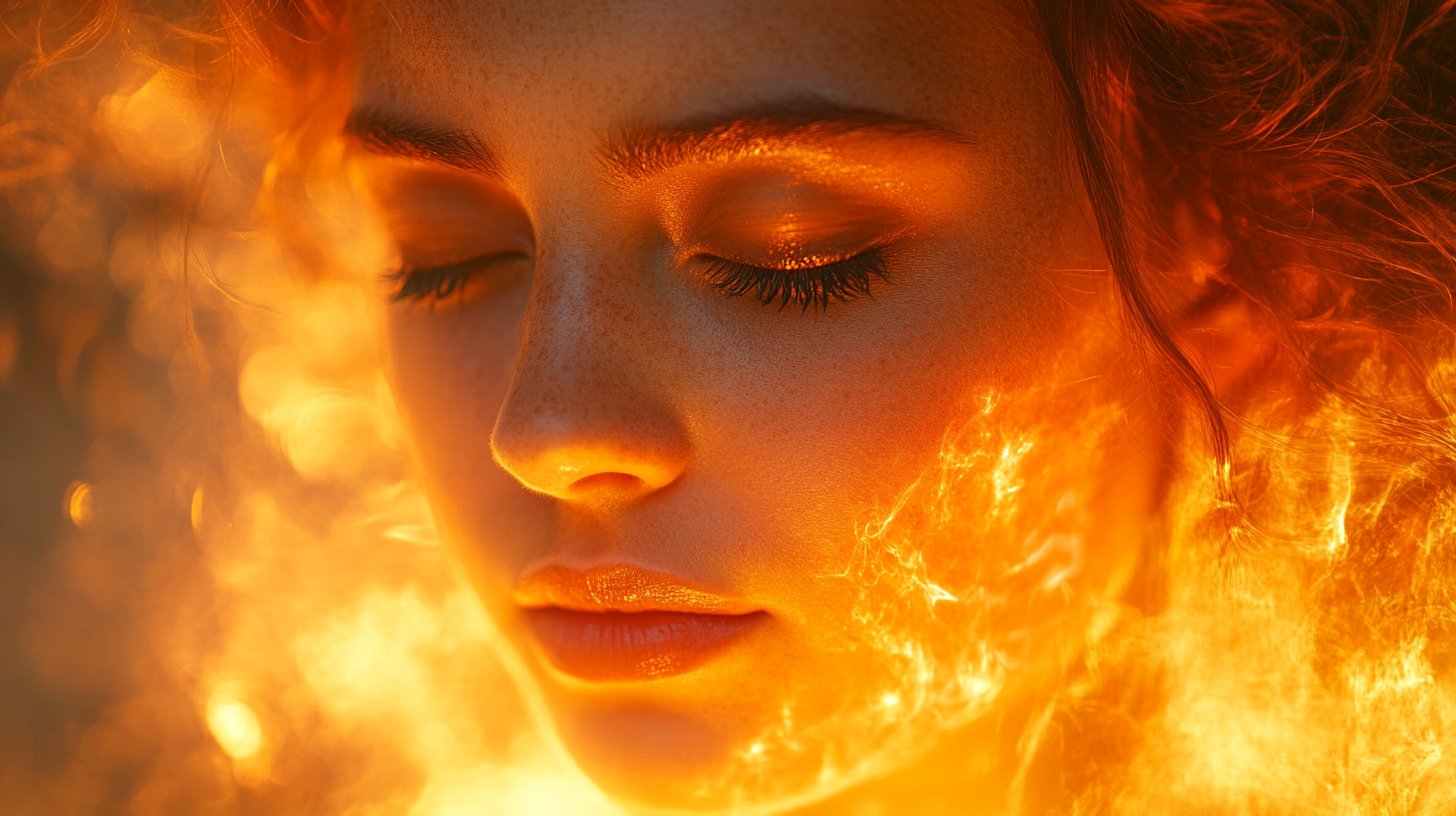 Une femme accueillant l'aide, entourée de lumière.