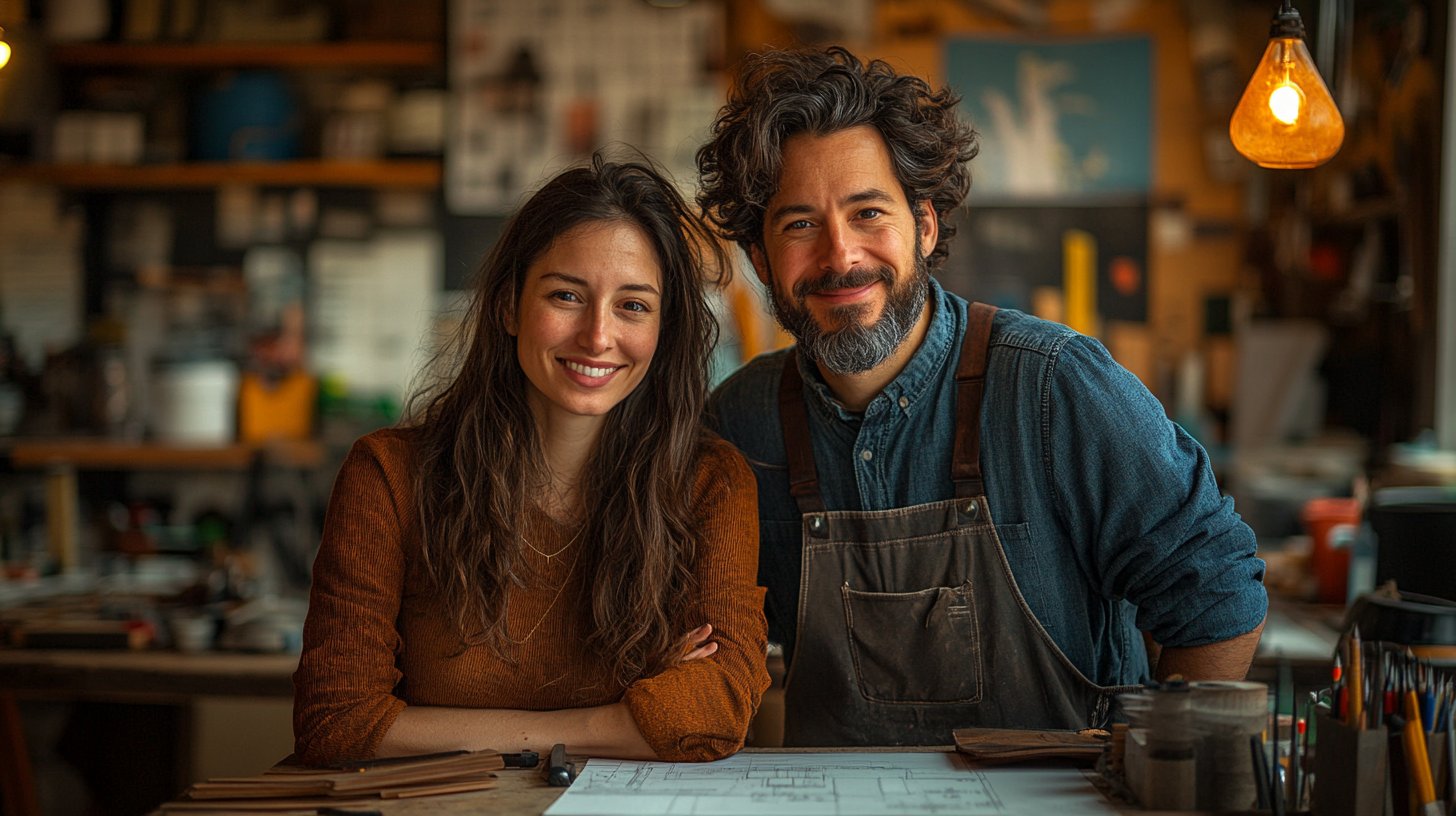 Spazio di lavoro moderno per una coppia collaborativa.