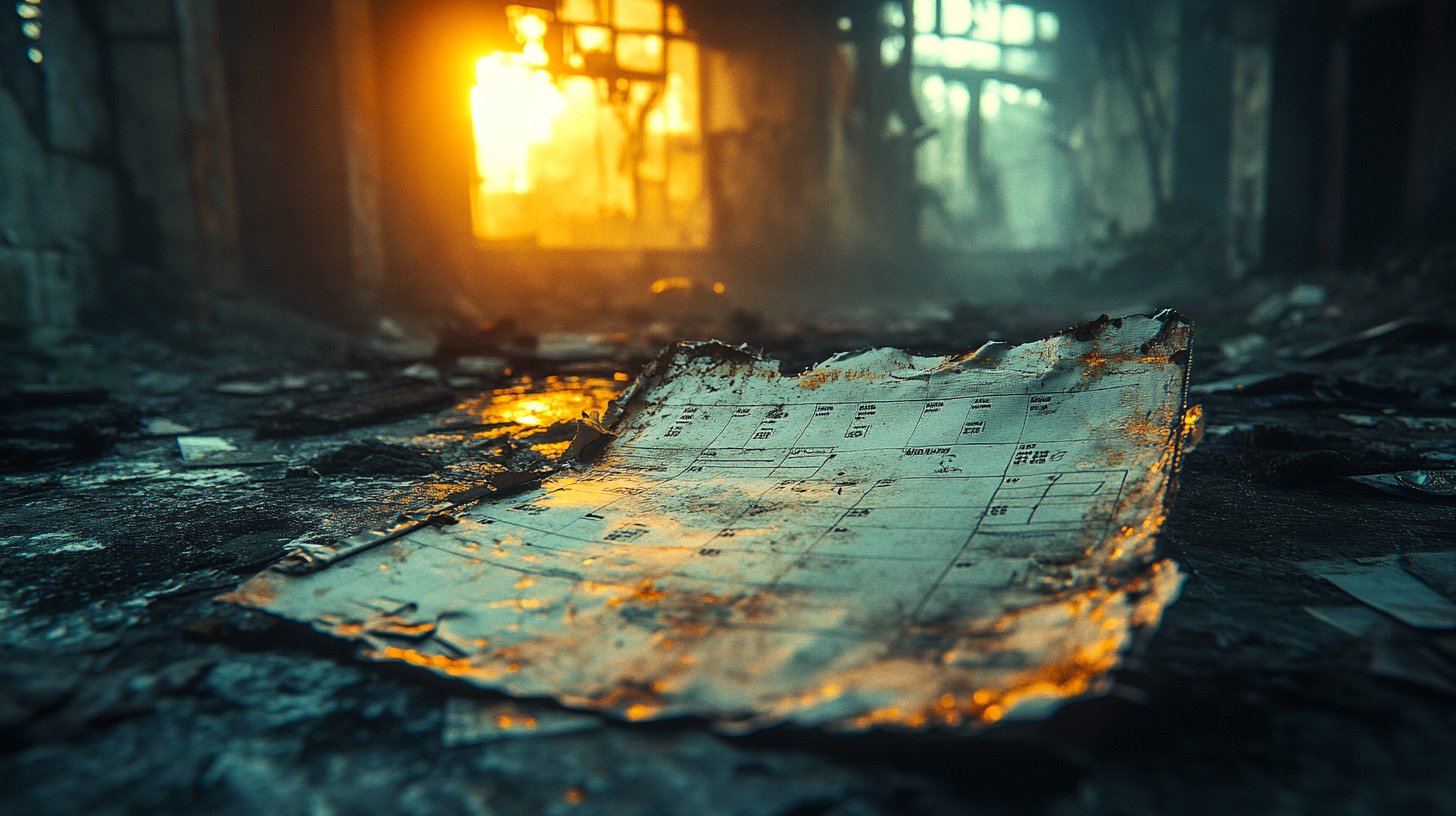 Un calendrier déchiré illustre des projets d'avenir incertains dans une lumière tamisée.