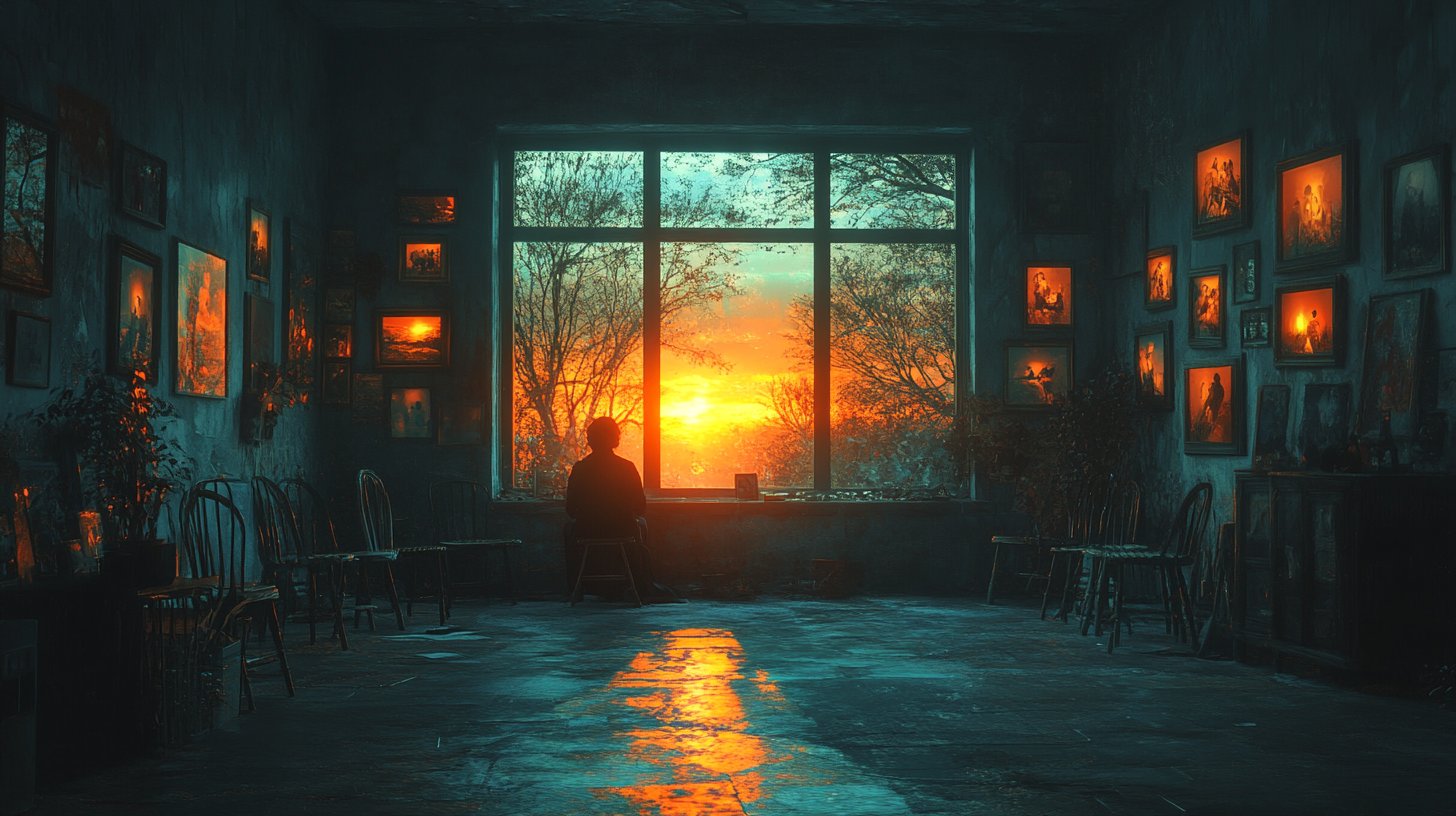 Ein Mensch blickt sehnsüchtig aus dem Fenster.