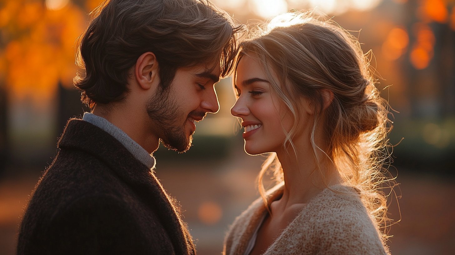 Ein Paar in einem herzlichen Gespräch mit einem schönen Ausblick.