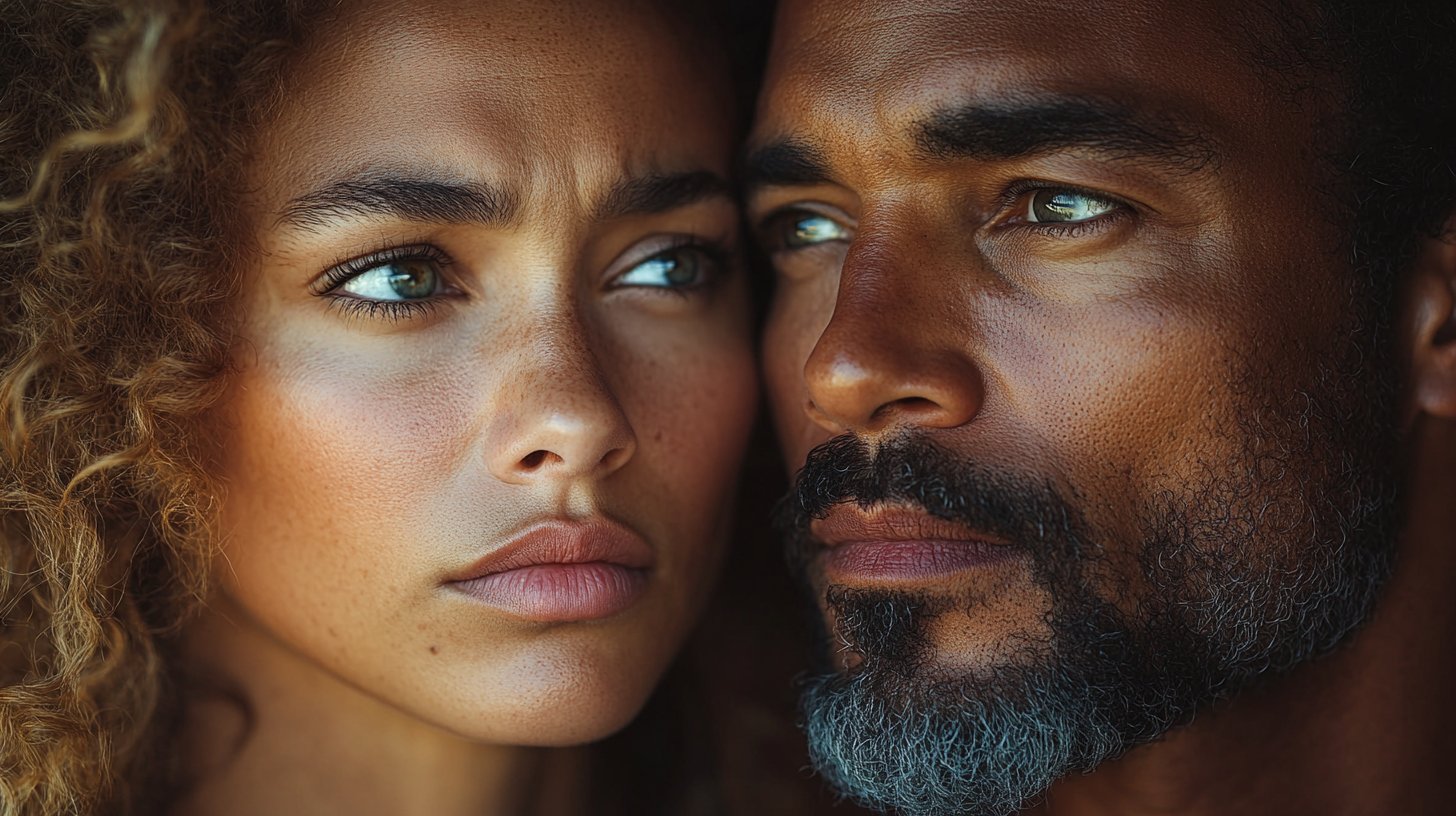 Emotionale Kluft zwischen einem verletzten und einem gleichgültigen Partner.