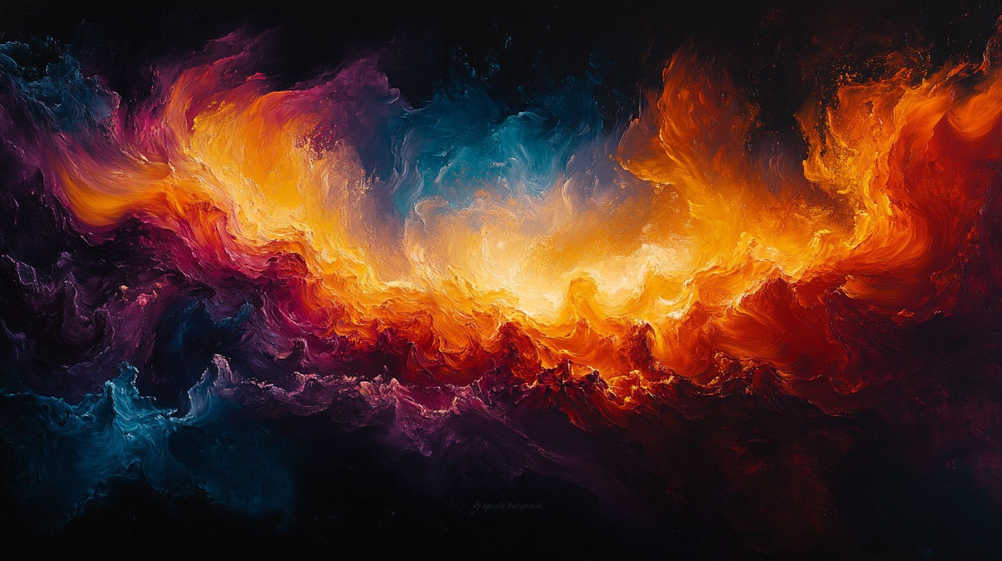 Trauer und Wut in dunklen Wolken und Flammen.