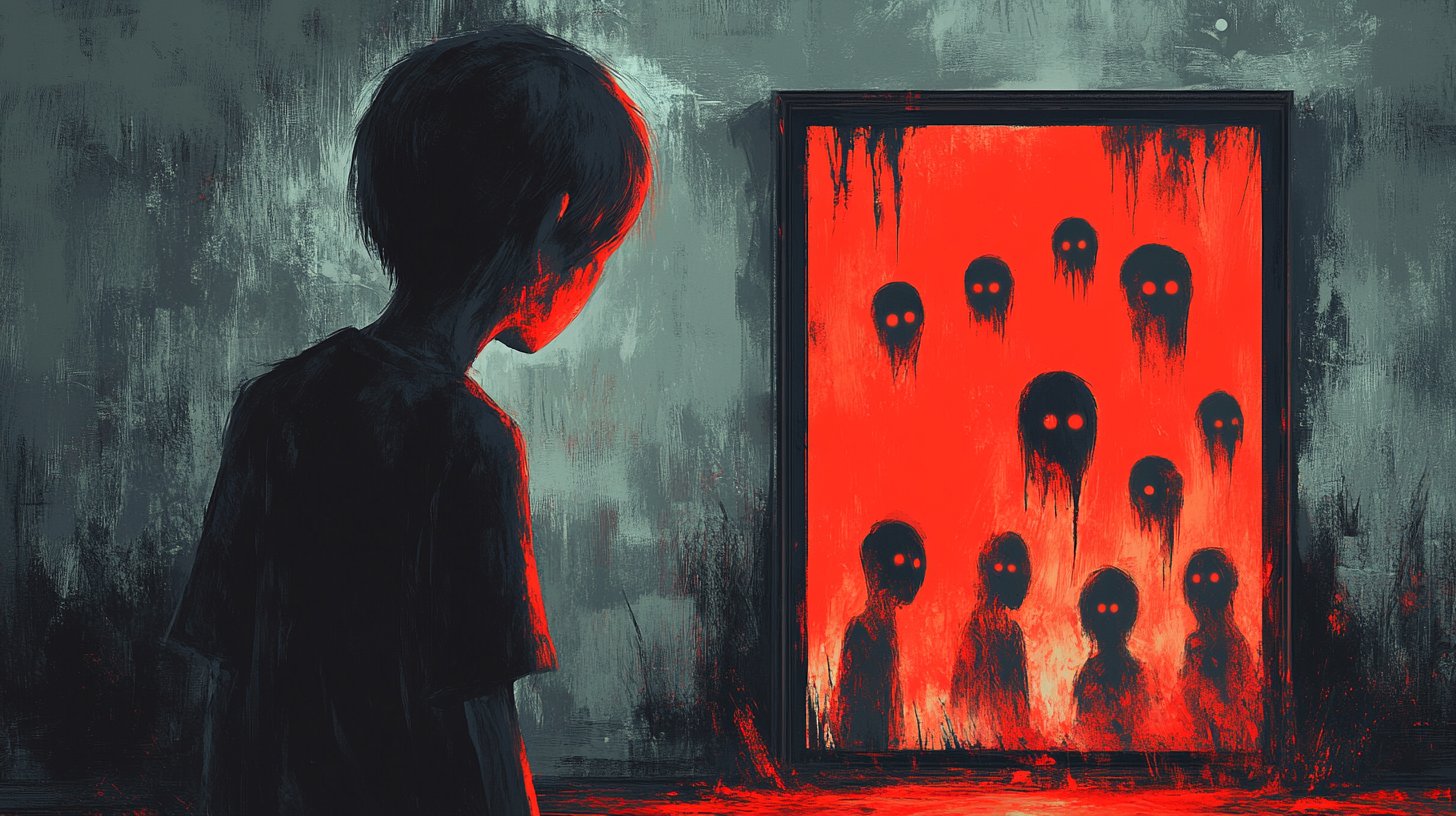 Ein verzerrter Spiegel, der innere Konflikte zeigt.