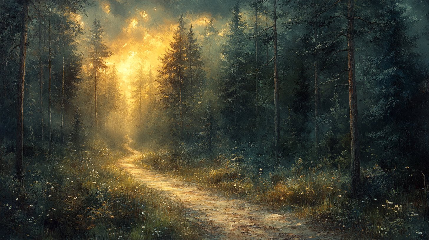 Ein gemütlicher Waldweg, der zur inneren Ruhe einlädt.