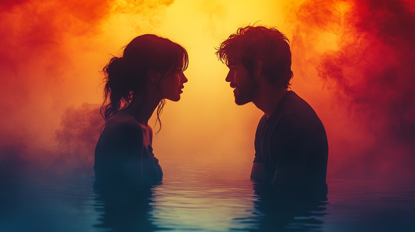 Dos personas sentadas cerca, involucradas en una conversación cálida.