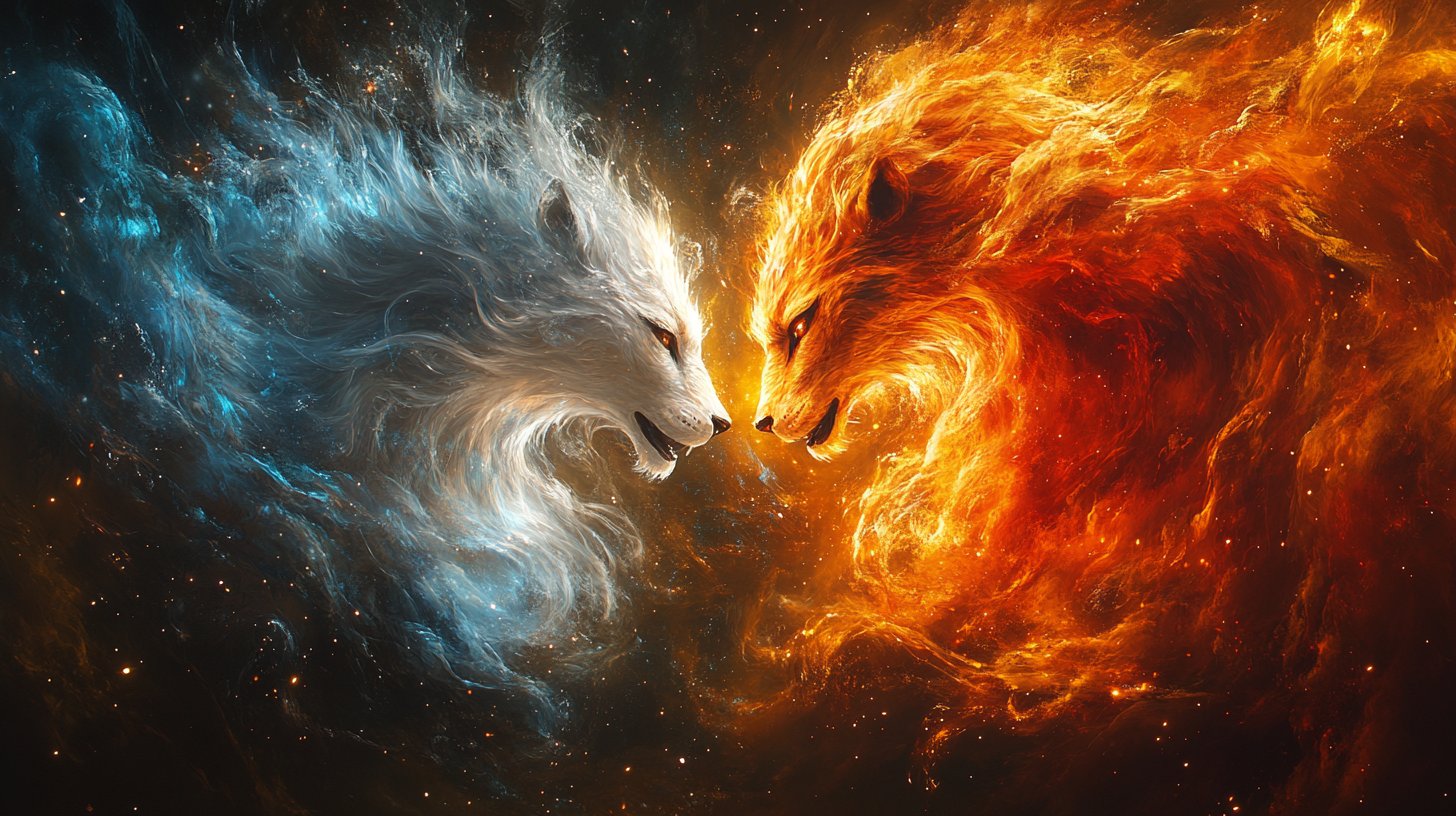 Ariete e Leone, circondati da fiamme di passione.