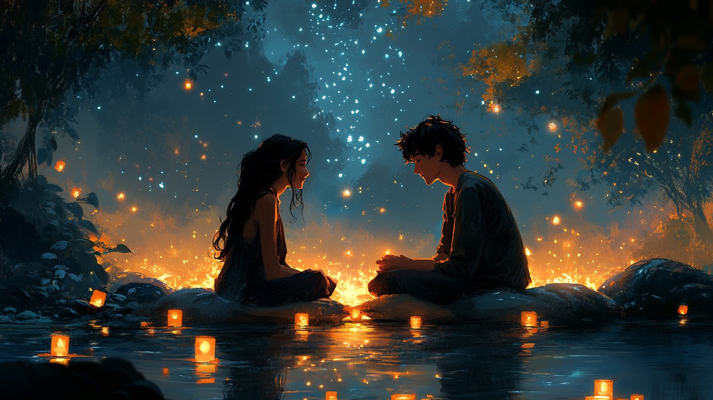 Two dreamers share ambitions in a cozy setting.