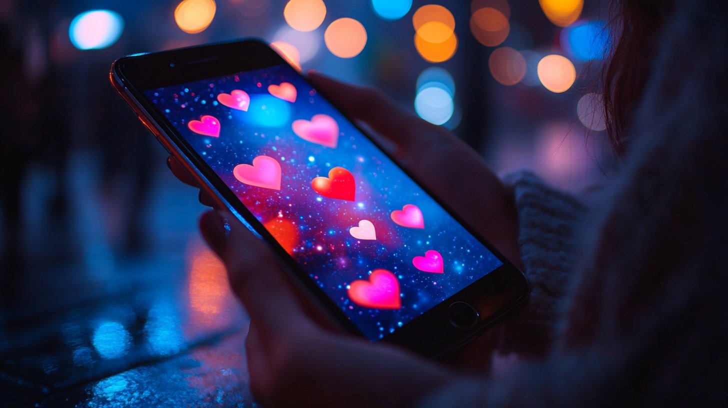 Ein Smartphone mit Nachrichten und Herz-Emojis, das wichtige Kommunikation symbolisiert.