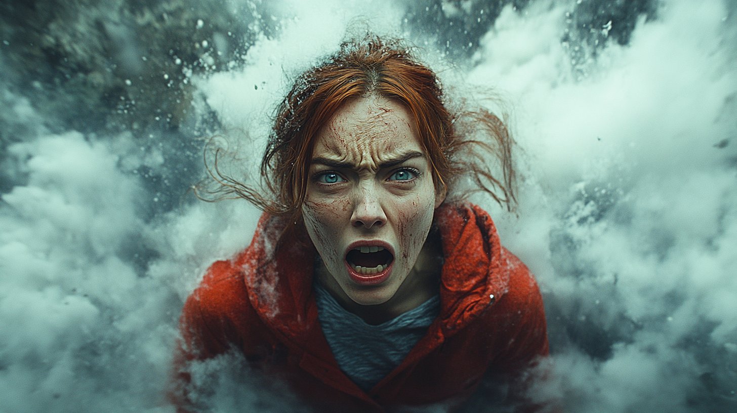 Eine gespaltene Szene, in der eine Person in verschiedenen Situationen merkwürdig handelt.