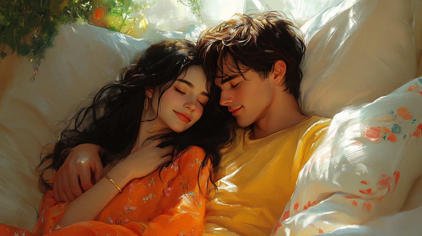 Romantisches Kuscheln unter einer Decke.