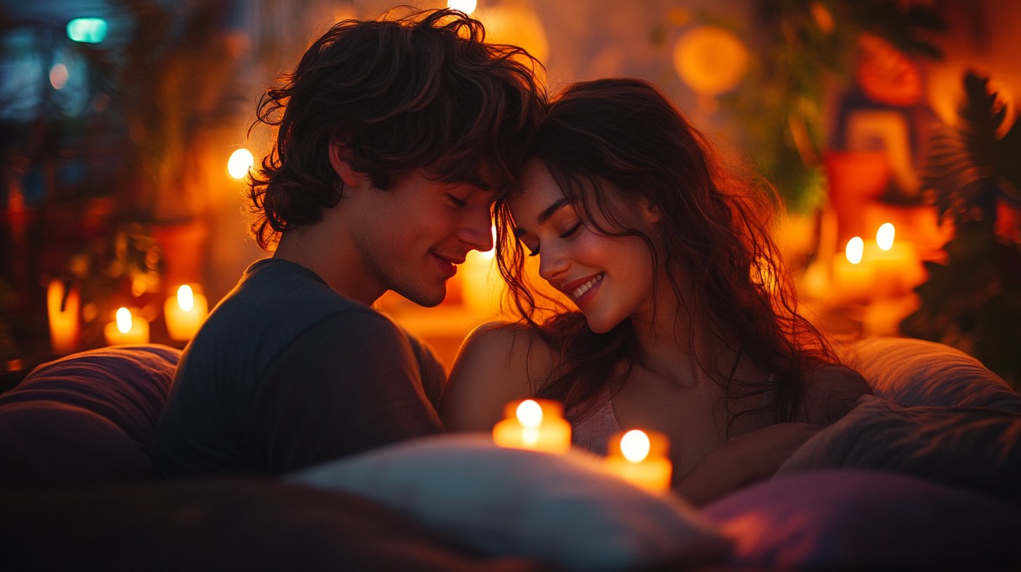 Momentos entrañables bajo suave luz de velas.