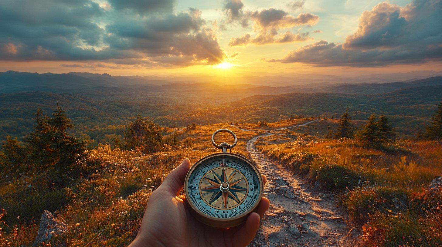 An artistic representation of a crossroads with vibrant signs depicting life choices.