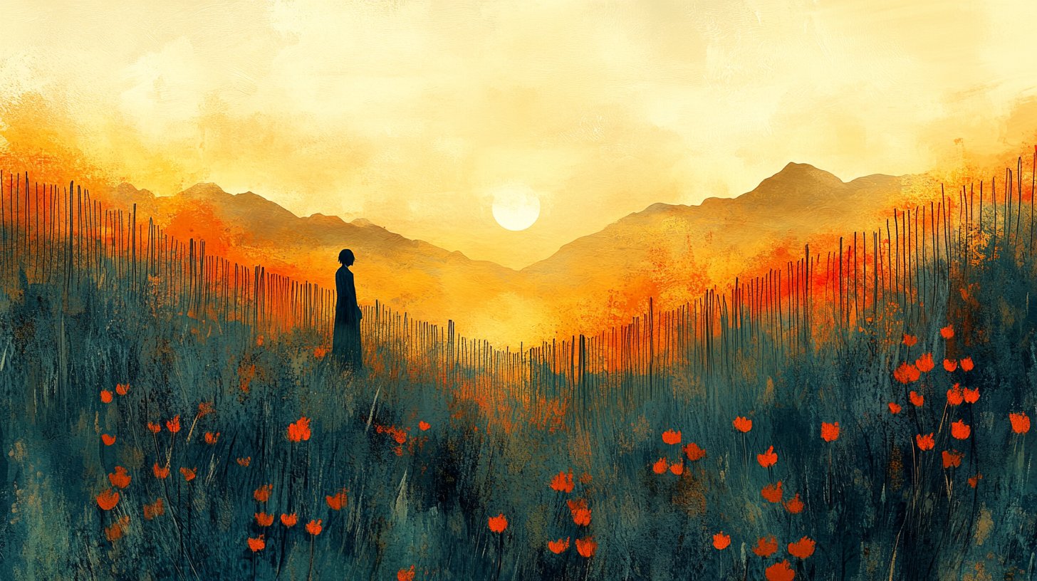 Eine selbstbewusste Frau mit verschränkten Armen, umgeben von bunten Blumen.