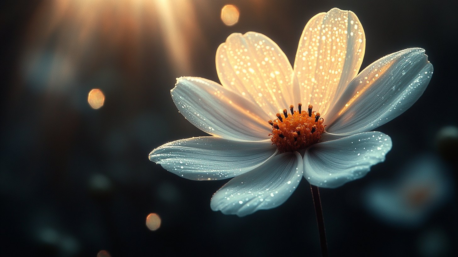 A fragile flower reaches for sunlight.