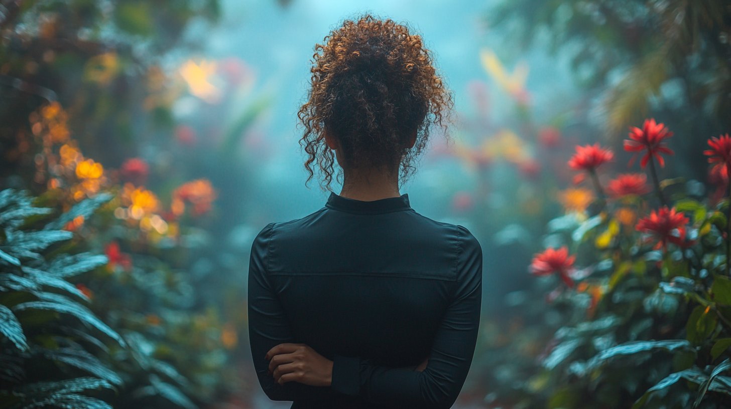 Una persona in piedi con fiducia, braccia incrociate.