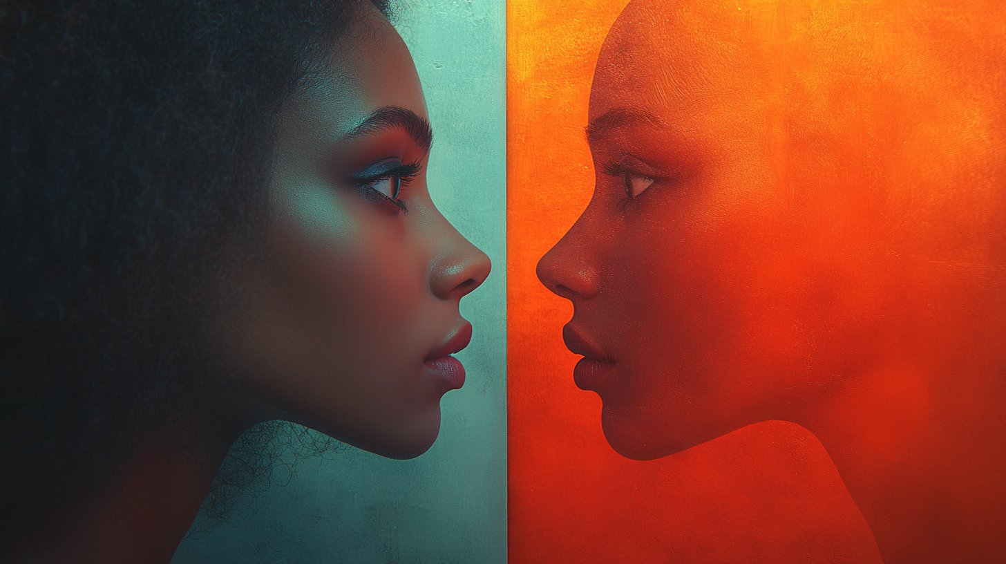 Dos personas luchan por comunicarse a través de barreras visibles.