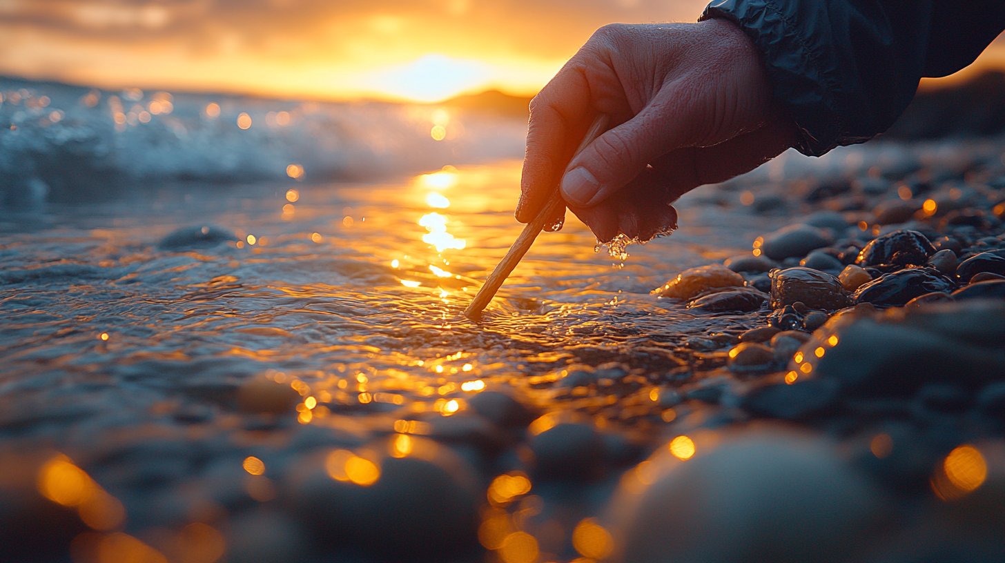 Jemand zieht eine Linie im Sand, um Grenzen zu setzen.