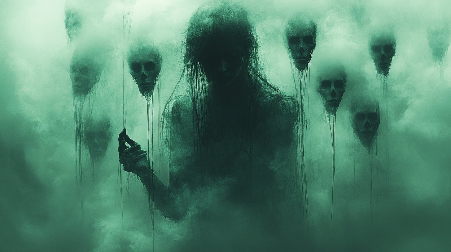 A shadowy figure manipulating strings symbolizes emotional manipulation.