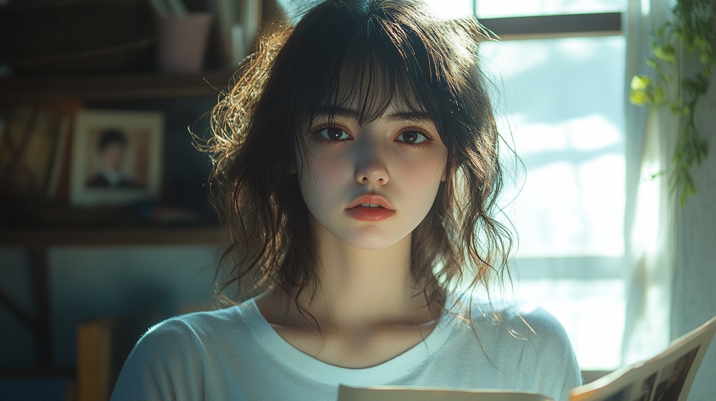 Nachdenkliche Person hält ein Foto des Ex umgeben von blassen Erinnerungen.