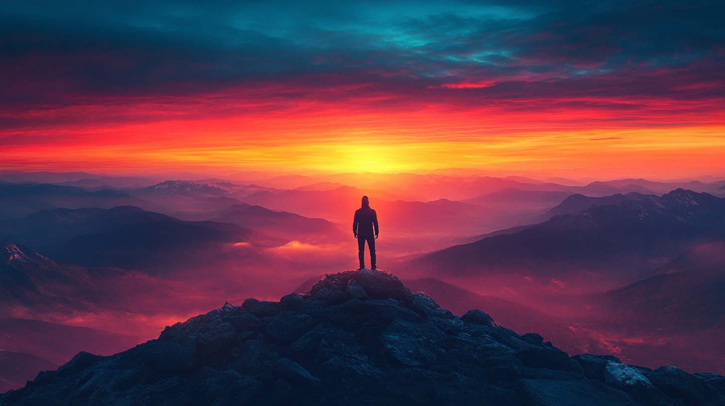 Starke Person steht selbstbewusst in einem leeren Raum, Symbol für Unabhängigkeit.