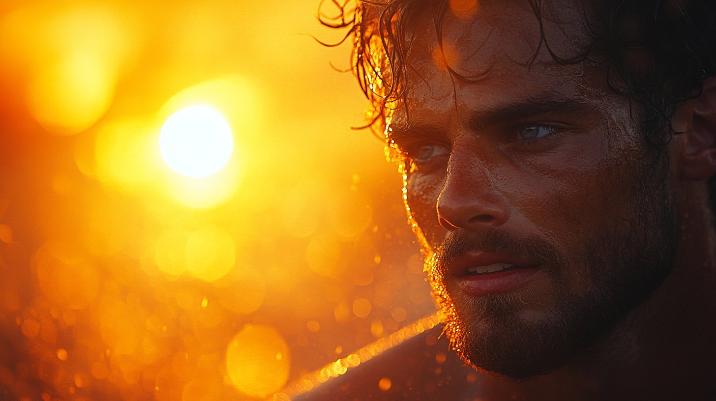 Un hombre confía en su amigo durante un atardecer.