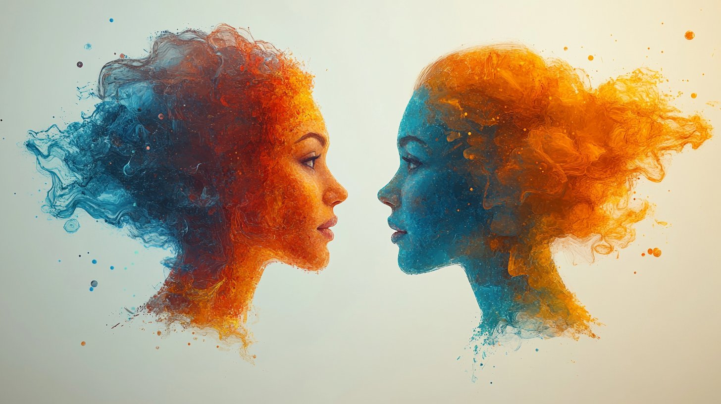 Rappresentazione artistica di una comunicazione efficace tra due persone.